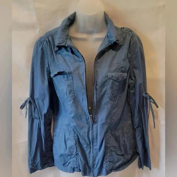 CAbi Blue Utility Cargo Zip Closure Jacket Waist & Sleeve Drawstring, size Med. - Picture 3 of 13